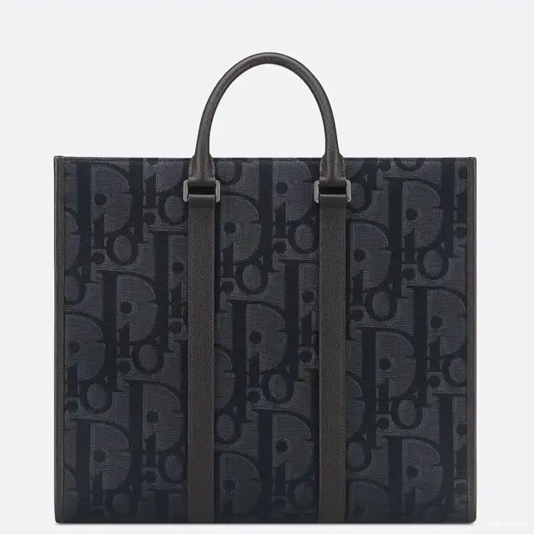 Cheap Dior Bag Dior Tote Oblique Motif Black Canvas East-West Maxi 0503